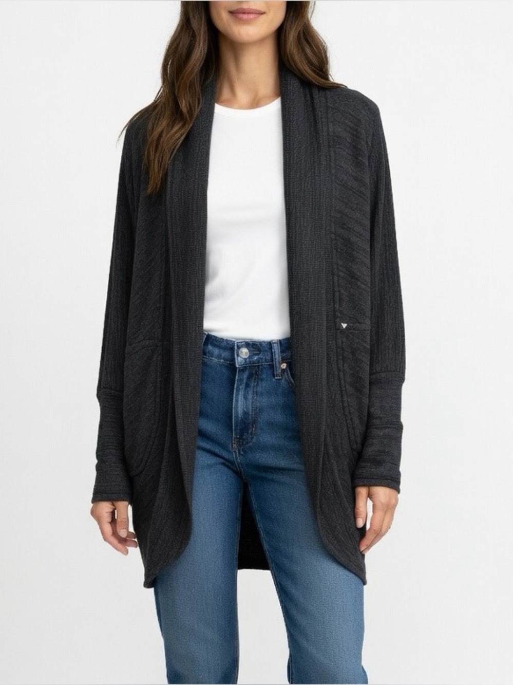Aritzia Wilfred Diderot Dark Grey Open front Cardigan Sweater